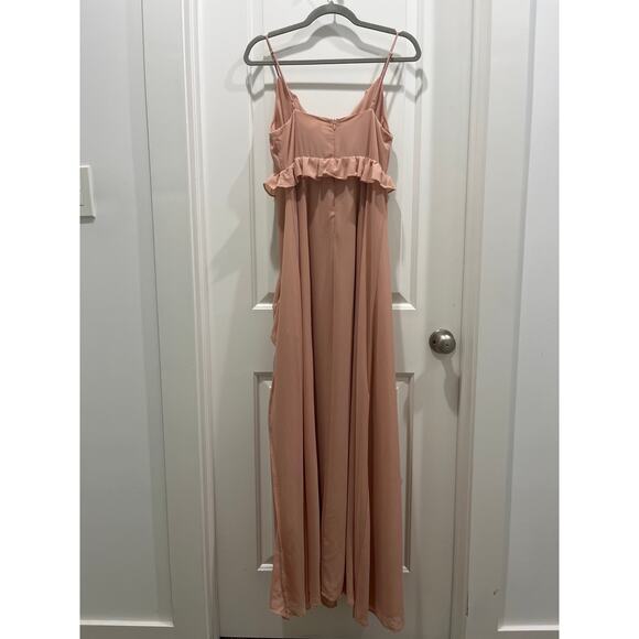 ASTR The Label Adoria Ruffle Side Slit Maxi Dress in Nude Peach Sz M - Picture 5 of 7